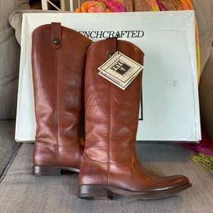 NWT Frye Extended Calf Brown Leather Boots